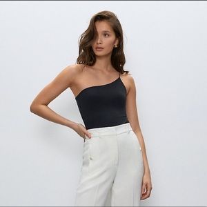 Aritzia Black Contour One Shoulder Bodysuit Babaton